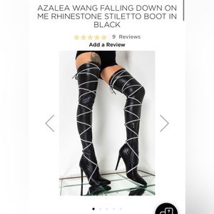 NEW NIB AKIRA AZALEA WANG FALLING DOWN ON ME STILETTO RHINESTONE BOOTS 8.5